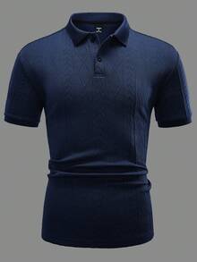 Manfinity Homme Men's Solid Color Casual Versatile Commuting Short Sleeve Polo Shirt - Royal Blue - View 4