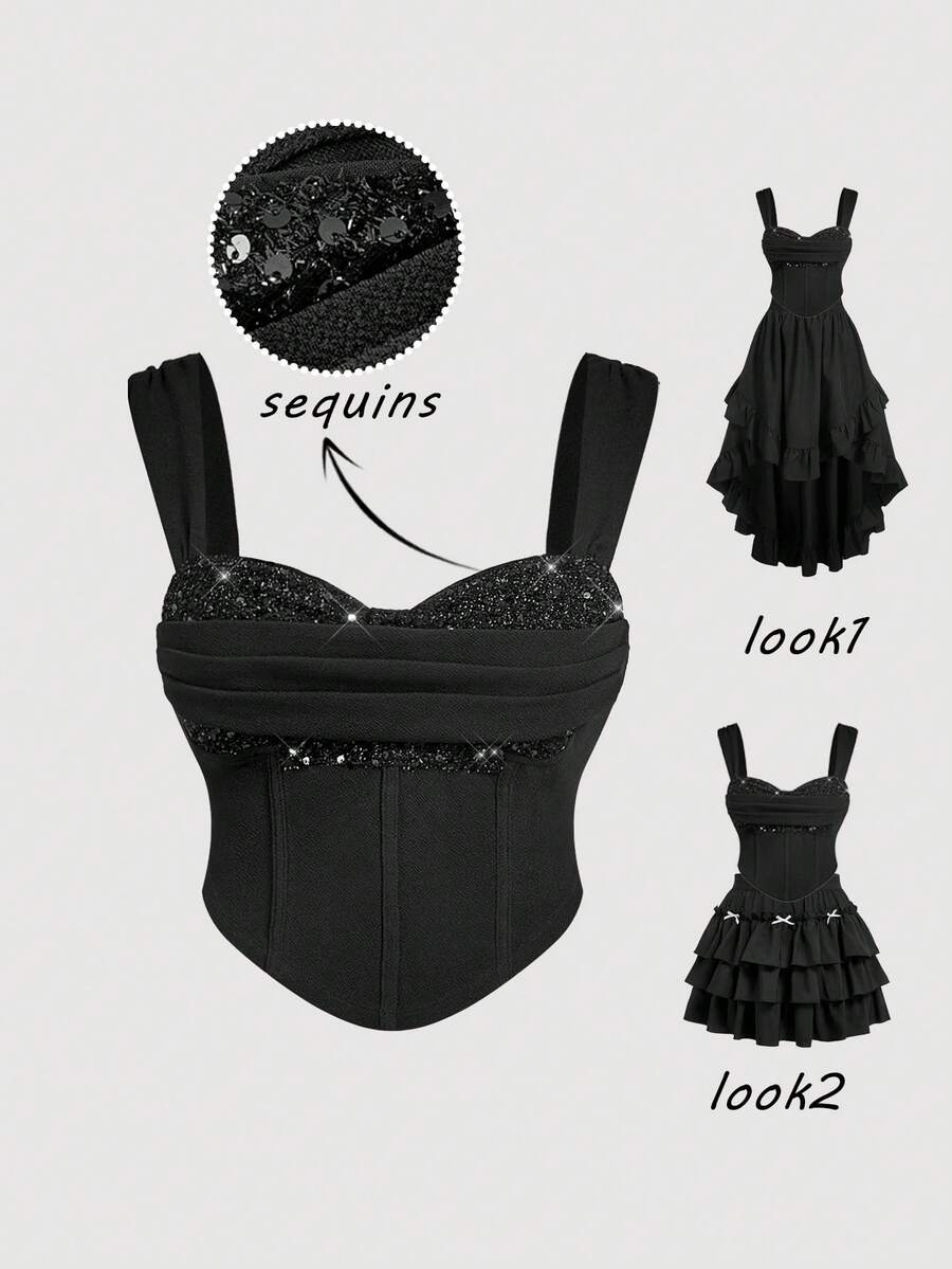 SHEIN MOD 大码女式亮片性感百搭约会之夜上衣