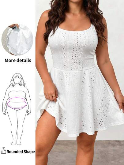 Enliva Große Größen Lässig Weiß Jacquard Träger Jumpsuit, CoconutGirl, Mädchen Reise, Sommerkleidung, Urlaubsoutfits Frauen