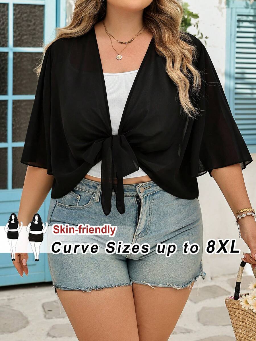 SHEIN CURVE+ 大码黑色轻薄薄外套