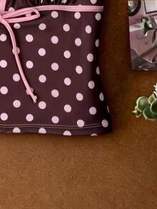 Elavelle 女士随机印花细肩带蝴蝶结吊带比基尼上衣，春夏款 - 彩色 - 查看 6