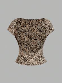 SHEIN Essnce 4 pièces T-shirts femme col rond unicolore ajustés, dos ajouré, adaptés pour l'été - Multicolore - Voir 9
