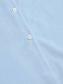 Resyla 女士休闲衬衫，春秋季，樱桃刺绣图案，蓝色，宽松版型，女士衬衫 - 淺藍色 - 查看 5