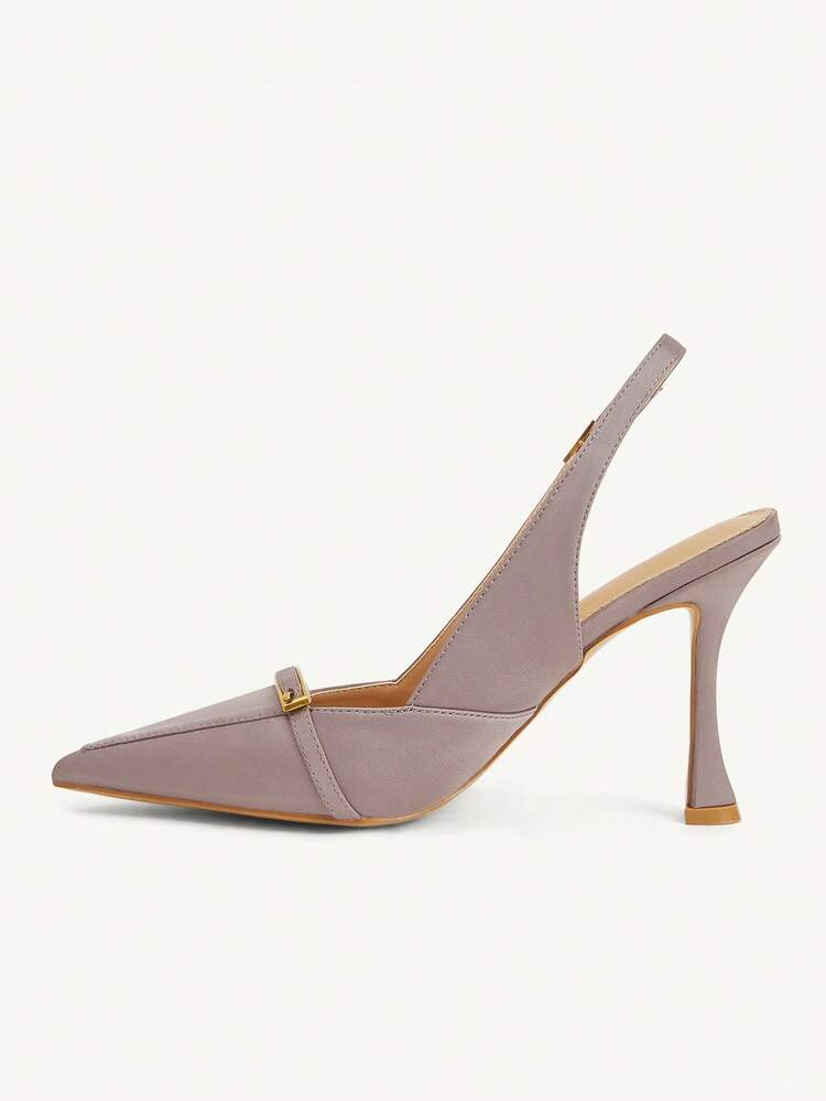 CUCCOO CHICEST Women's Shoes Fashion Versatile Light Gray Elegant Metal Decorative High Heels