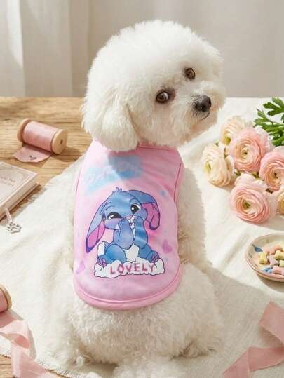 PETSIN 1 pieza Chaleco de perro/gato cómodo y transpirable con estampado de conejo azul de Pascua, adecuado para todas las mascotas