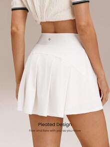 GLOWMODE Váy tập thể dục cạp cao 4,5 inch, co giãn thoải mái, ôm sát 360°, có bèo nhún ở hông và quần short bên trong, thích hợp cho tennis, golf, mặc hàng ngày, nhanh khô. - trắng - Xem 4