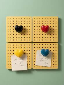 Joivida 1个/4个北欧风心形陶瓷球磁性挂钩 - 耐用不伤墙面的单钩，无需钉子，适用于客厅玄关墙面的装饰收纳挂钩，也适用于冰箱门 - 彩色 - 查看 1