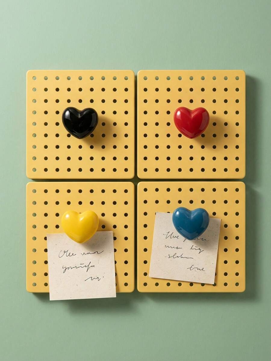 Joivida 1个/4个北欧风心形陶瓷球磁性挂钩 - 耐用不伤墙面的单钩，无需钉子，适用于客厅玄关墙面的装饰收纳挂钩，也适用于冰箱门 - 彩色 - 查看 1