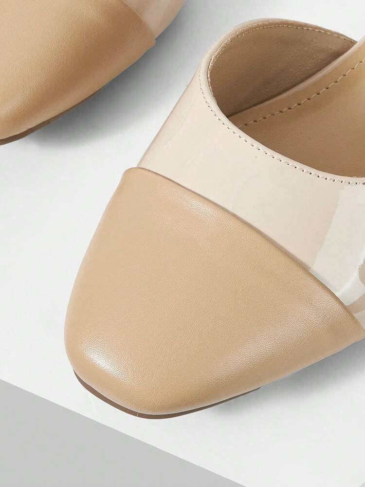 WOMEN SHOES NEW FRENCH RETRO NUDE SIDE SPACE SPLICING CLOSED TOE SQUARE HEEL FASHION TEMPERAMENT CELEBRITY SHOES COMFORTABLE AND NOT TIRED FEET VERSATILE AGE REDUCTION ELEGANT STYLE WOMEN'S SHOES