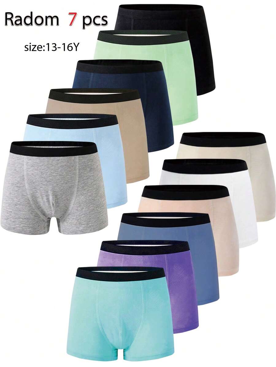 7条装 男士/男孩纯黑色和灰色基础款休闲柔软舒适内裤 - 彩色 - 查看 1