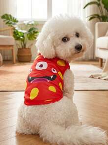 PETSIN 1pc Pet Cat Dog Polka Dot Cute Monster Print Breathable Comfortable Pet Vest - Multicolor - View 5