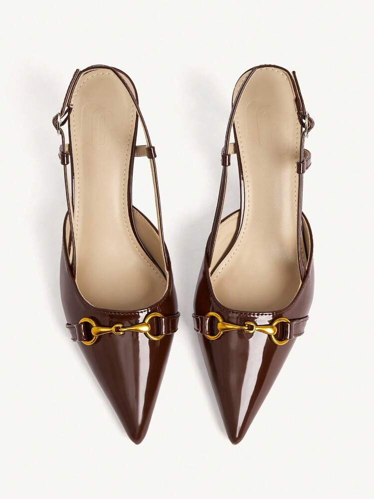 CUCCOO CHICEST Women Shoes Spring And Summer Metal Horse Buckle Pointed Heel 7.2cm Commuter Style Patent Leather Multi-Color Optional Women's High Heel Sandals Daily Dating Women's High Heel Shoes Summer Shoes Wedding Shoes Bride Shoes