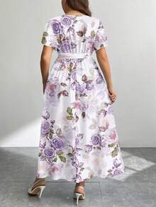 Modelyn CURVE 休闲简约复古碎花宽松大码连衣裙，适合秋冬季穿着 - 彩色 - 查看 2