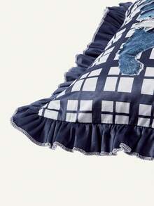 1 件，复古牛仔布猫咪抱枕套，破洞拼接格子荷叶边，波西米亚乡村风沙发装饰抱枕套。 - 深藍色 - 查看 7