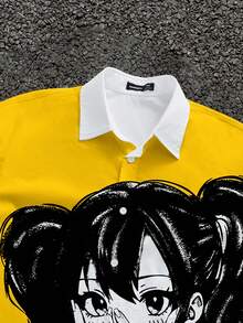 Manfinity ZONE917 Men's All-Over Print Polo Collar Short Sleeve Shirt - Yellow - View 3