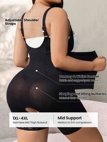 SHEIN 1pc Front Closure Slimming Bodysuit, High Elasticity Fabric Shapewear For Body Shaping Body Shaper Women Body Shaper Bodyshaper Shapewear Body Shaper Plus Size Wedding - Black - View 2