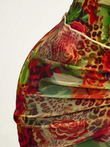 Zestiva 2pcs Women's Spring/Summer Beach Leopard Print Hollow Ring Swimsuit And Cover-Up Dress Set - Multicolor - View 7