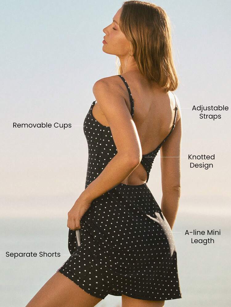 FeatherFit™-Air Scoop Neck Knotted Mini Dress Quick Dry Moisture Wicking