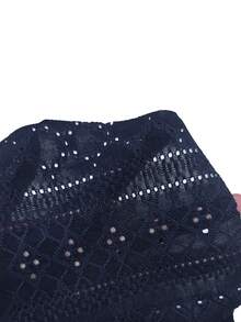 EMERY ROSE Women's Summer Solid Color Laser Cut Embroidery Keyhole Neck Camisole - Navy Blue - View 4