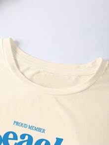 EMERY ROSE Beach Book Club Casual Printed Plus-Sized T-Shirt For Beach Getaways - Beige - View 4
