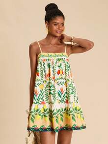 Travachic 女士热带印花度假吊带连衣裙 - 彩色 - 查看 4