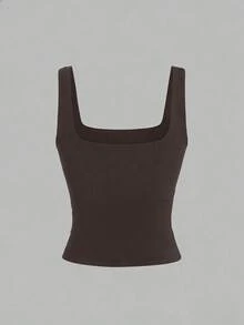 Olithes 3件套女士夏季休闲通勤简约纯色方领修身背心套装 - 彩色 - 查看 5
