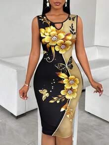 SHEIN Lady Đầm ôm không tay cho nữ với họa tiết bướm và hoa vàng rực rỡ, đầm thường ngày màu đen và vàng cho mùa hè, đầm dự tiệc sinh nhật & sự kiện / đầm công sở / đầm đi nhà thờ / đầm cưới / đầm nghỉ lễ / trang phục đi nghỉ mát cho nữ, đầm công sở thường ngày cho nữ, đầm dự đám cưới cho nữ, đầm nữ, đầm mùa hè nhiệt đới cho nữ, đầm châu Phi, đầm công sở họa tiết cho nữ, đầm công sở cho nữ, đầm nữ mới về, đầm đi biển cho nữ, đầm tốt nghiệp/đầm thanh lịch, đầm thường ngày. - Nhiều màu - Xem 3