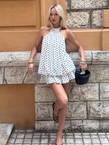 Theaadoraa Robe mini élégante à dos nu et imprimé pois pour femmes - Multicolore - Voir 5