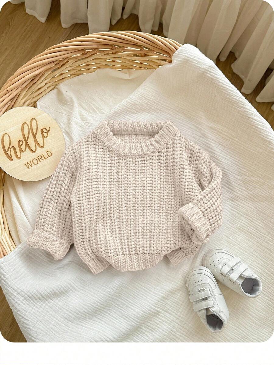SHEIN Babygirl Cute Solid Color Casual Pullover Sweater, Versatile For Autumn/Winter - Pink - View 1