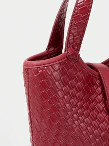 SHECARRY Women's Fashionable Versatile Commuter Metallic Handbag - Burgundy braid - View 6