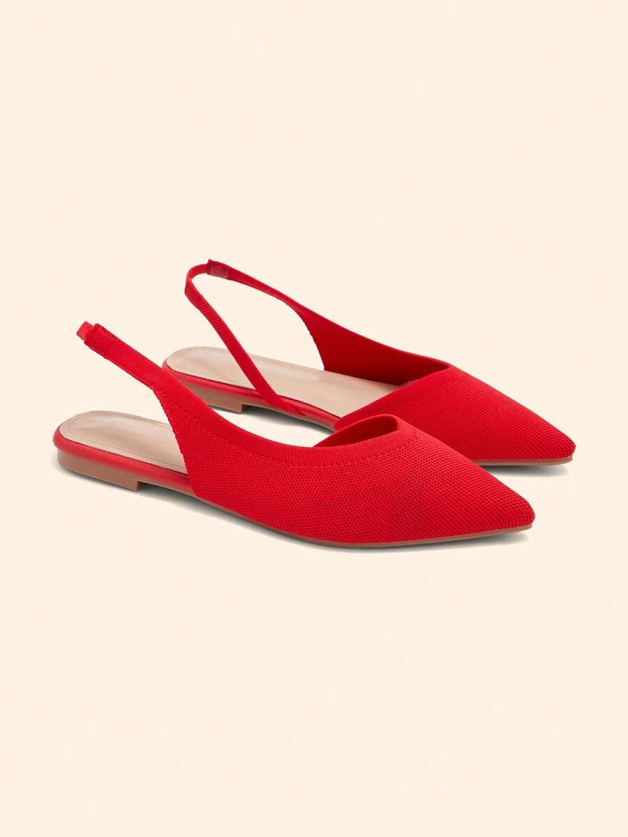 CUCCOO BASICS Zapatos planos de punta fina de tela negra para mujer, de moda para Navidad - Rojo - Ver 1