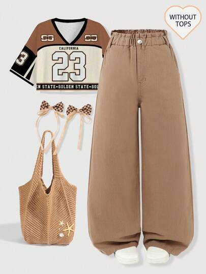 2026夏季新款奶茶色牛仔阔腿裤，卡其色，Millard风格，高腰宽松直筒长裤，美式复古日系街头风，厚实修身，百搭日常穿着，适合度假、音乐节等场合