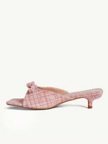 CUCCOO CHICEST 粉色细高跟方蝴蝶结凉鞋 - 粉色 - 查看 5