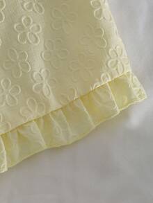 SHEIN Conjunto de 2 piezas de top de tirantes con textura en relieve y volantes y pantalones de pierna ancha en color amarillo para niñas y adolescentes, lindo y de moda para uso diario en primavera/verano - Amarillo - Ver 5