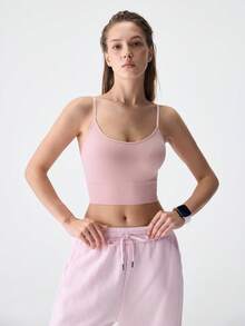 Loungeista Seamless Women Sports Bra Camisole - Baby Pink - View 4