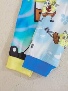 SpongeBob SquarePants | SHEIN 男婴休闲卡通印花连体衣，夏季 - 黃色 - 查看 5