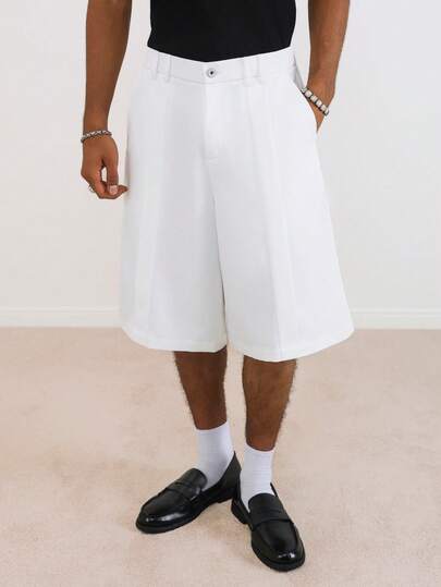 TOKVUE Men's Casual Loose Solid Color Woven 3/4 Shorts, Everyday Wear