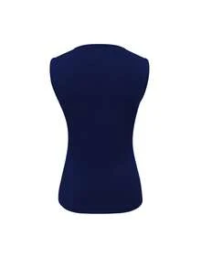Áo ba lỗ họa tiết mèo Colorblock dành cho nữ mùa hè thường ngày - Xanh đậm - Xem 2