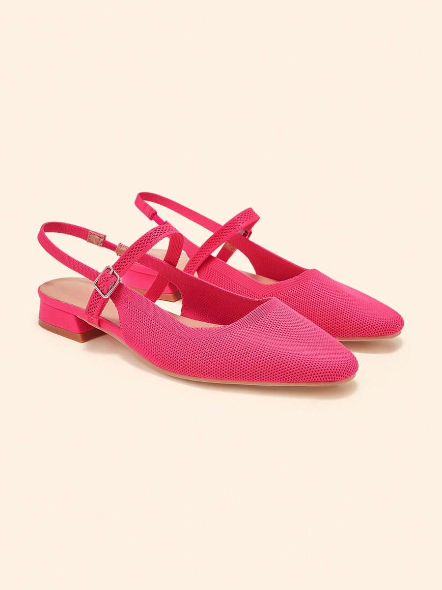 CUCCOO BASICS Women's Mary Jane Flat Shoes With Ribbon Strap, Comfortable Square Toe - Hot Pink - View 1