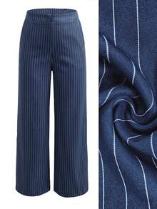 Franclia Plus Size Women Casual Elegant Striped Loose Pants Outfit - Navy Blue - View 5