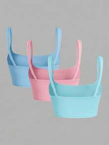 SHEIN EZwear 3件套女士纯色吊带露脐上衣 - 彩色 - 查看 2