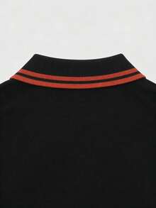 GALLERY FADE Camiseta de punto de manga corta con estampado de letras para hombre - Negro - Ver 6