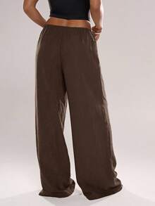 Avantive Women's Solid Color Casual Pants - Brown - View 3
