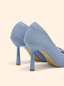 CUCCOO BASICS Women's Shoes Fashion Light Blue Bow Pointed Stiletto Shoes Comfortable Fabric Material Suitable For Commuting Dating Parties Parties And Other Occasions To Wear - Sky Blue - View 4