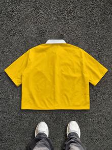 Manfinity ZONE917 Men's All-Over Print Polo Collar Short Sleeve Shirt - Yellow - View 2