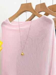 GlowEve Women's Casual Loose Vacation Style White Shawl Poncho Sweater, Suitable For Spring/Summer - Baby Pink - View 4
