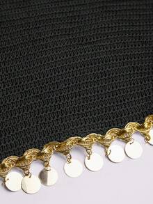 SOLERSUN Bộ trang phục nghỉ hè dành cho nữ này gồm một chiếc váy ngắn không tay, hở lưng, đính sequin và được dệt kim, bao gồm áo cổ yếm và chân váy ngắn xẻ tà, tua rua, được trang trí bằng các họa tiết sequin. Hoàn hảo cho những kỳ nghỉ hè ở bãi biển và những giây phút vui vẻ bên hồ bơi. - màu đen - Xem 6