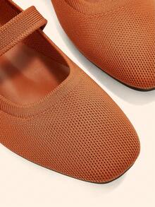 CUCCOO BASICS Women Fashionable Fabric Comfortable Breathable Pearl Decor Mary Jane Flat Shoes For Commute, Date, Party, And Casual Wear For Christmas - Caramel Brown - View 9