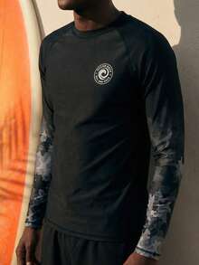 Manfinity VDAYZ Bộ đồ bơi dài tay in họa tiết tối giản dành cho nam giới, có khả năng chống nắng. - Nhiều màu - Xem 1