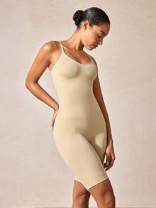 女士塑身连体衣，提胸、收腰、提臀，圣诞特别版 - 杏色 - 查看 7